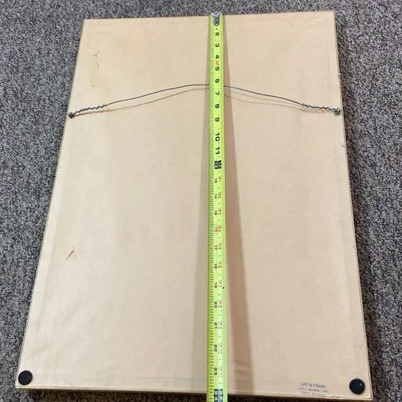 Mountain Landscape Painting with Bamboo Frame Size Approximately 17X26” - Picture 10 of 12